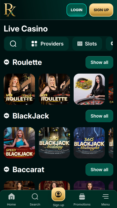 RX Casino Mobile Live Dealer