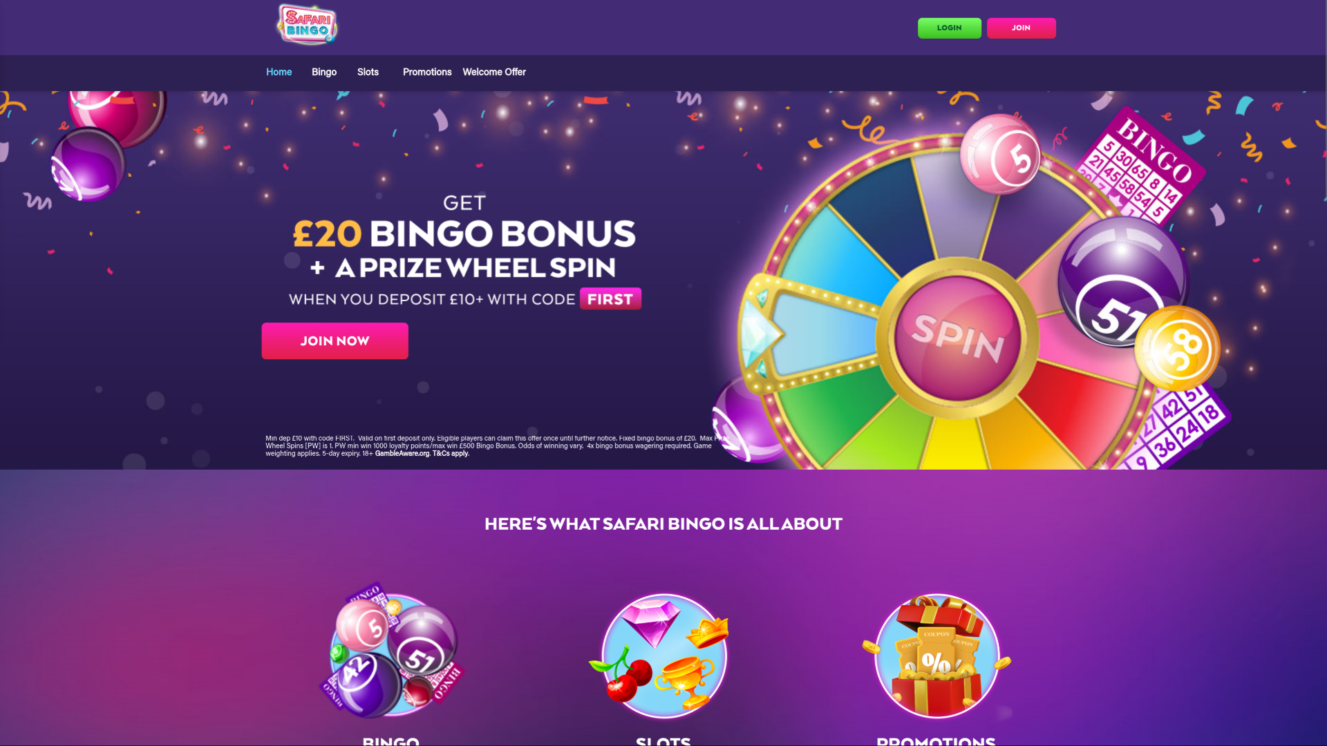 Safari Bingo Casino Desktop Homepage
