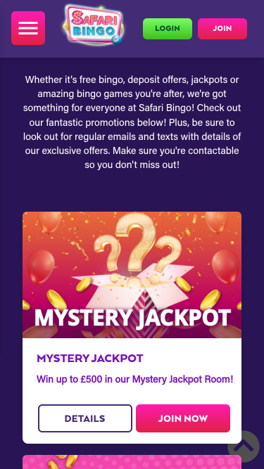 Safari Bingo Casino Mobile Promotions
