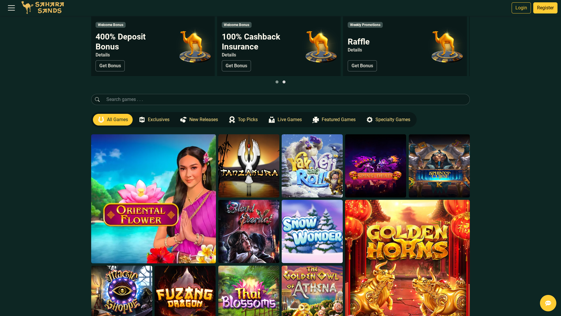 Sahara Sands Casino Desktop Homepage