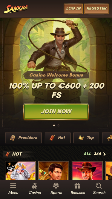 Sankra Casino Homepage