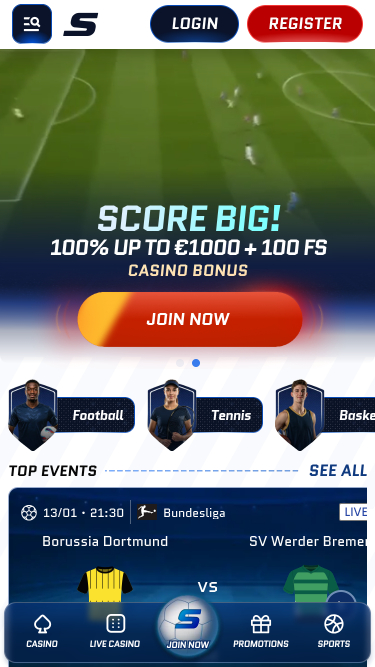Scored Casino Homepage