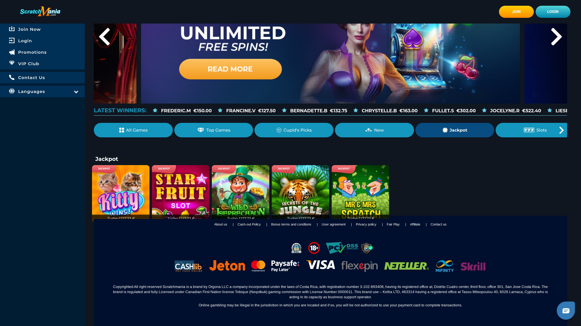 ScratchMania Casino Desktop Jackpot