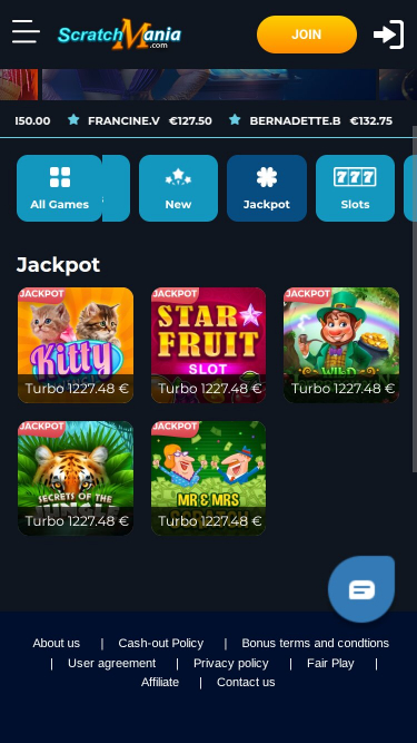 ScratchMania Casino Mobile Jackpot