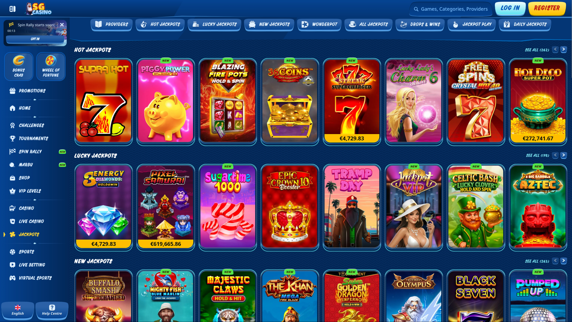 SG Casino Desktop Jackpot