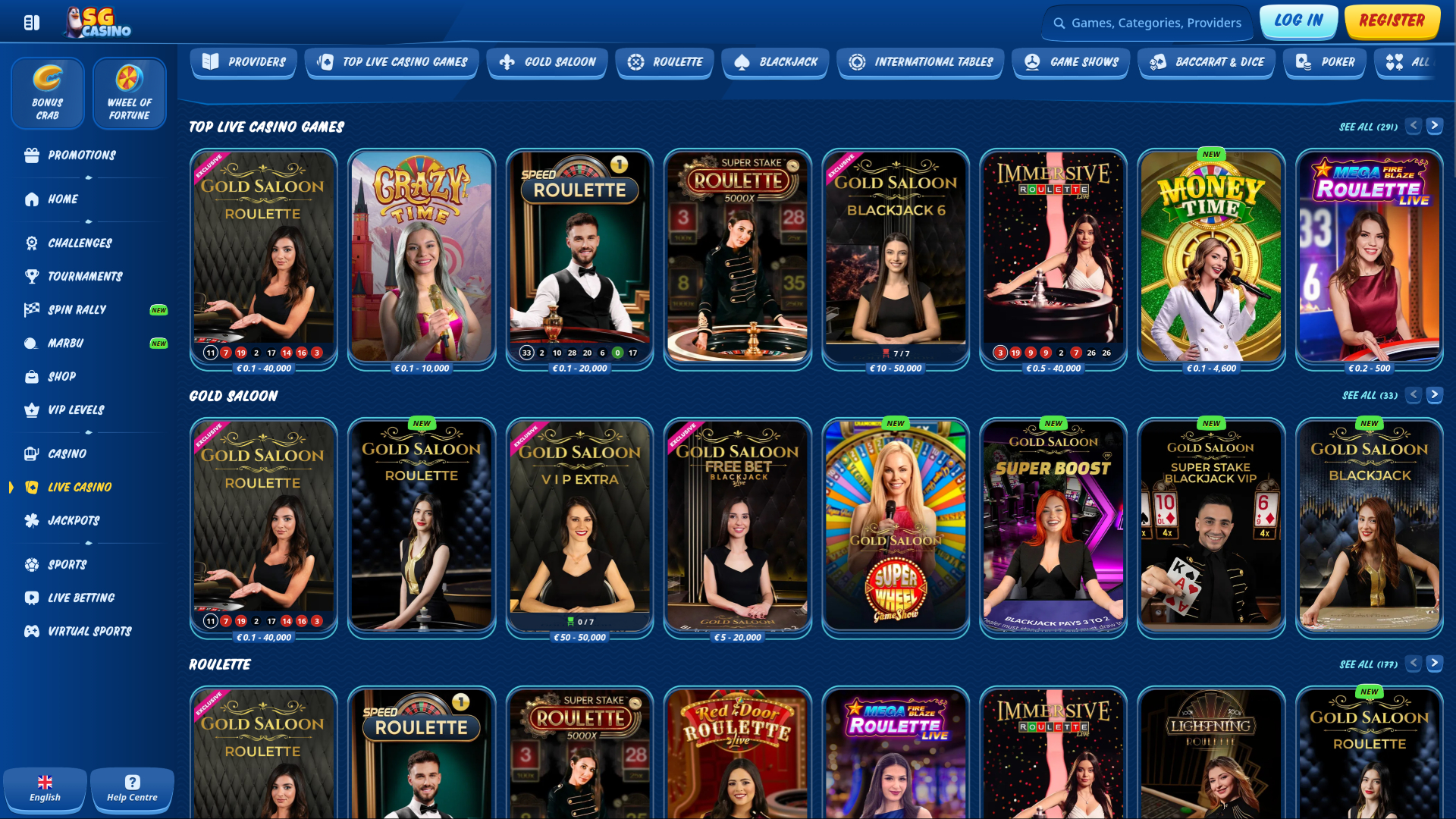 SG Casino Desktop live dealer
