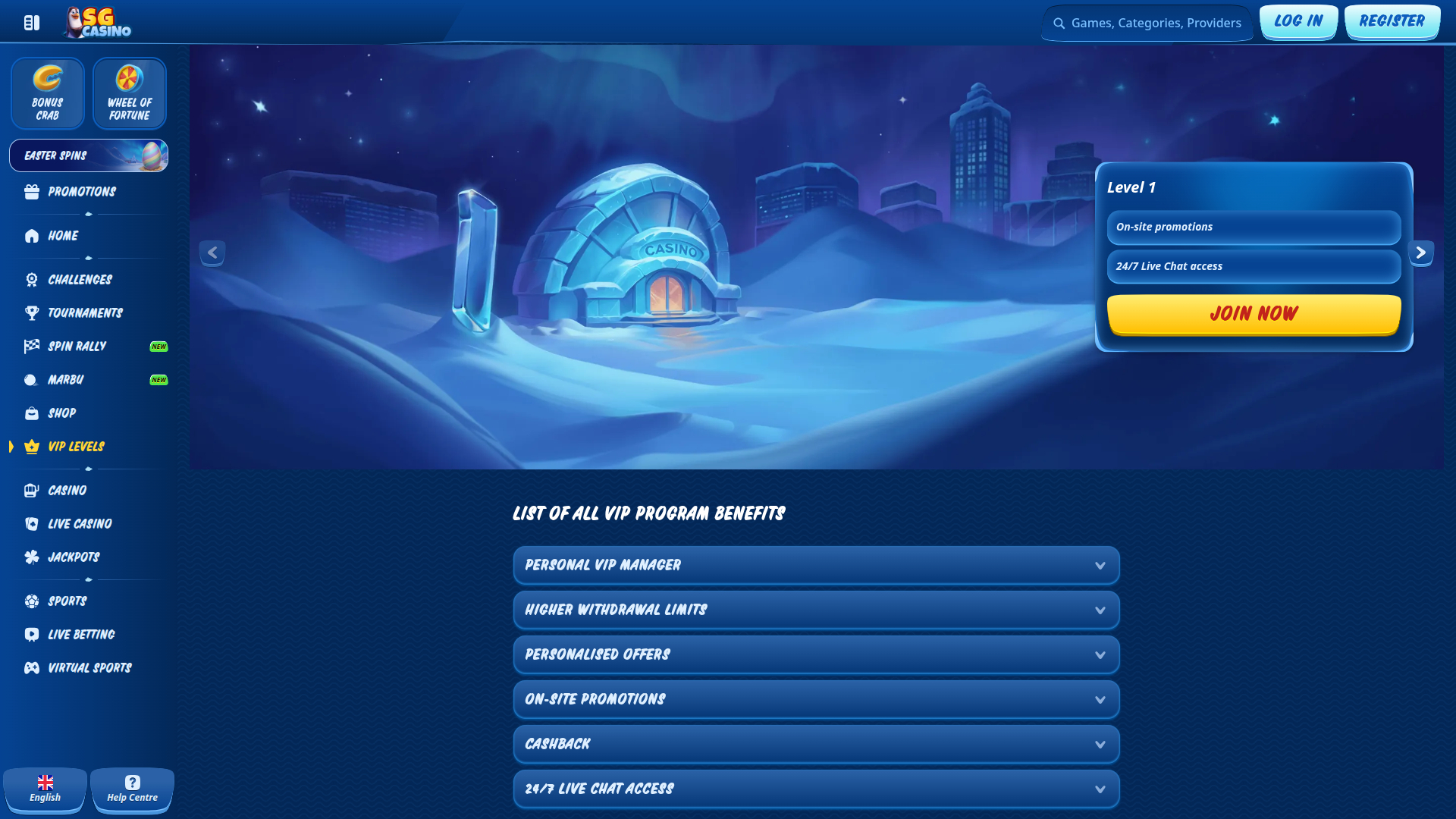 SG Casino Desktop VIP Program