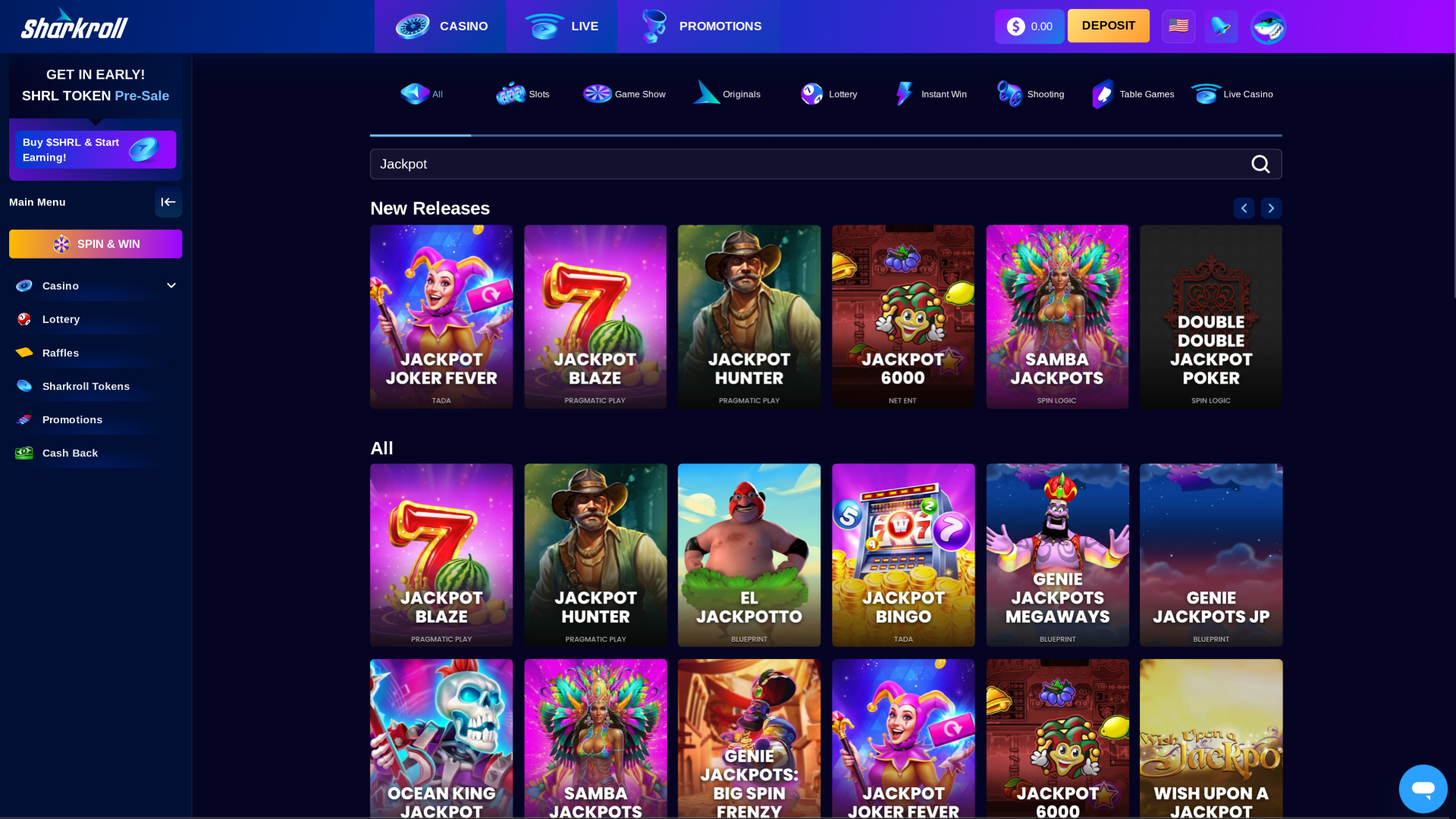 Sharkroll Casino Desktop Jackpot