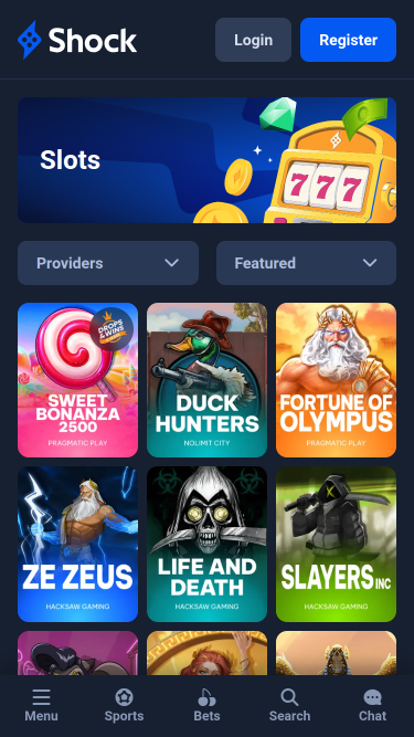 Shock Casino Mobile Games