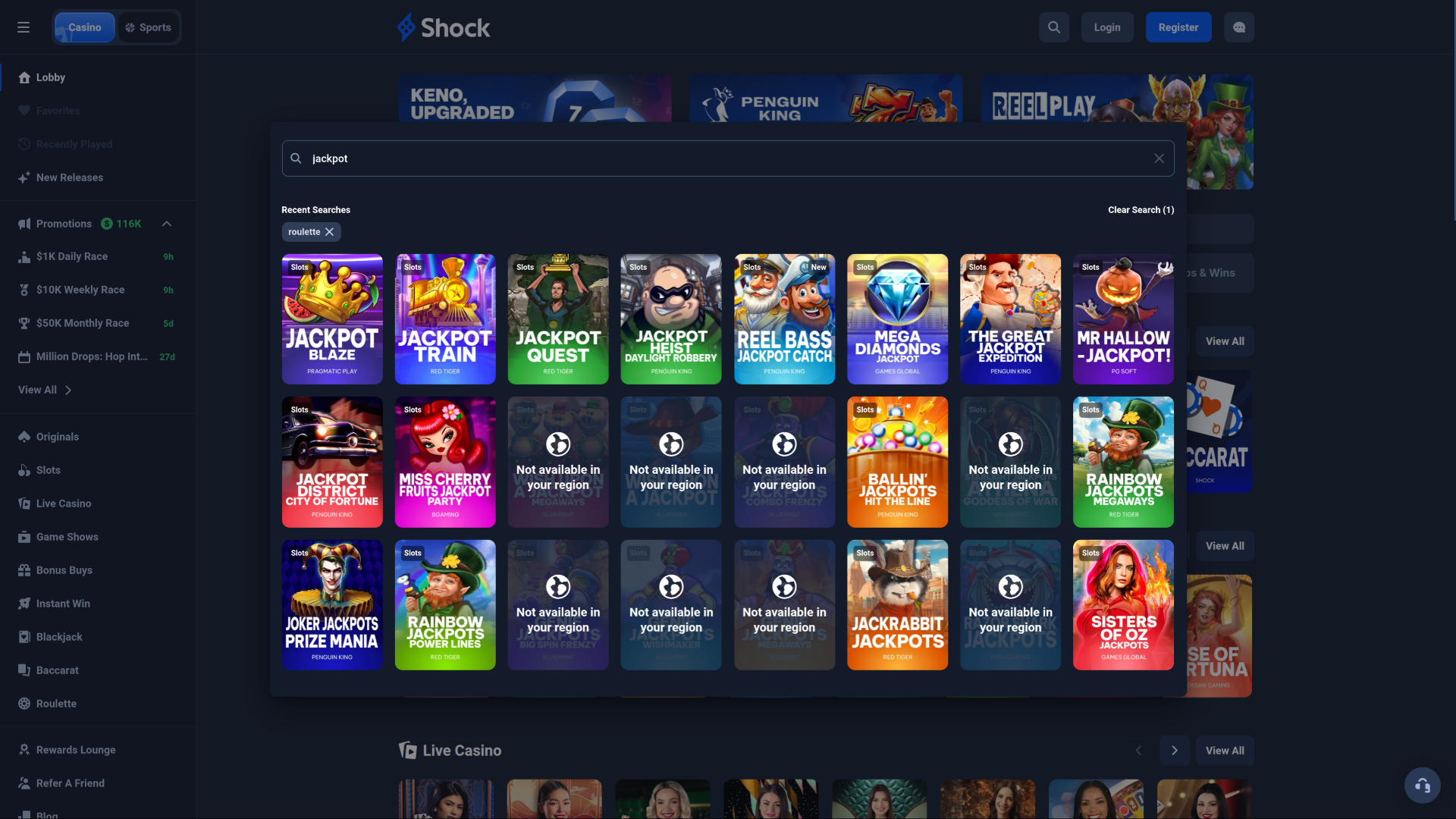 Shock Casino Desktop Jackpot