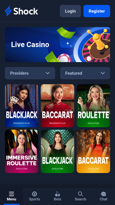 Shock Casino Mobile Live Dealer