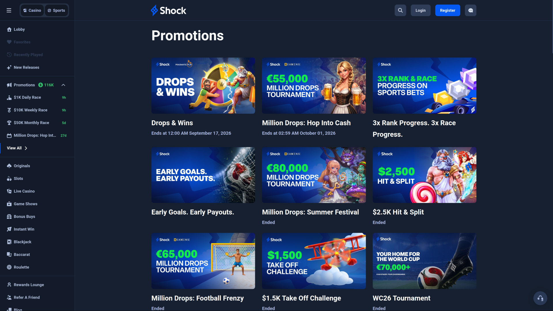 Shock Casino Desktop Promotions 