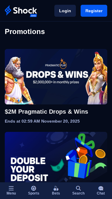 Promotions screenshot of Shock Casino for Mobile