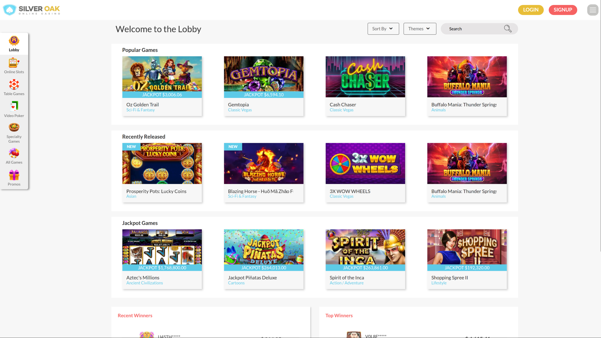 Silver Oak Casino Desktop Games