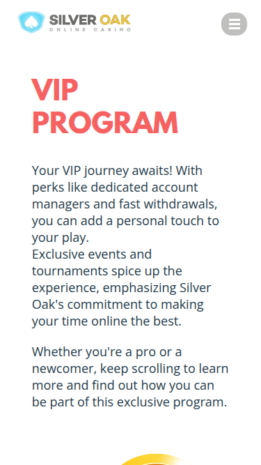 SIlver Oak Casino Mobile VIP Program