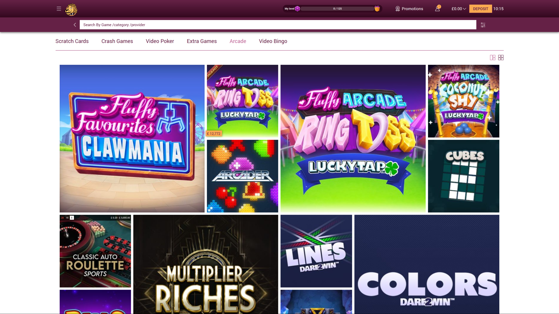 Simba Games Casino Desktop Arcade-Spiele