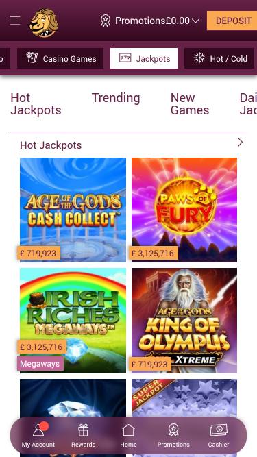 Simba Games Casino Мобильный джекпот