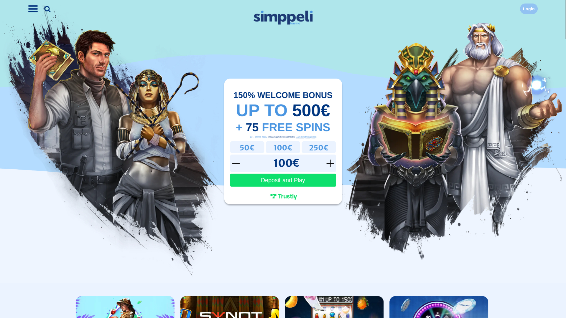Simppeli Casino Desktop Homepage