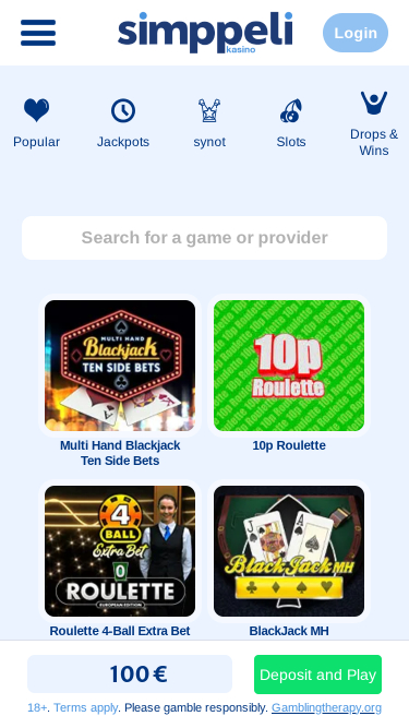 Simppeli Casino Mobile Table Games
