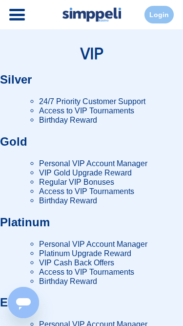 Simppeli Casino Mobile VIP Program