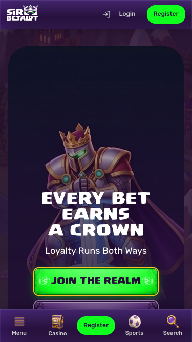 SirBetalot Casino mobile homepage