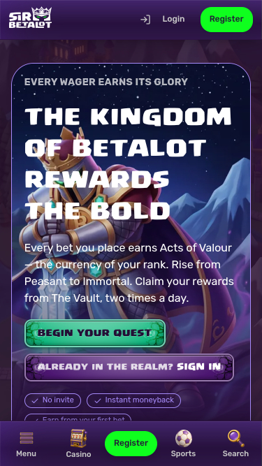 SirBetalot Casino VIP mobile page