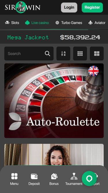 SirWin Casino Mobile Live Dealer