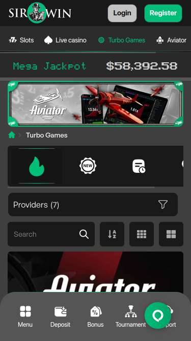 SirWin Casino Mobile Turbo Games