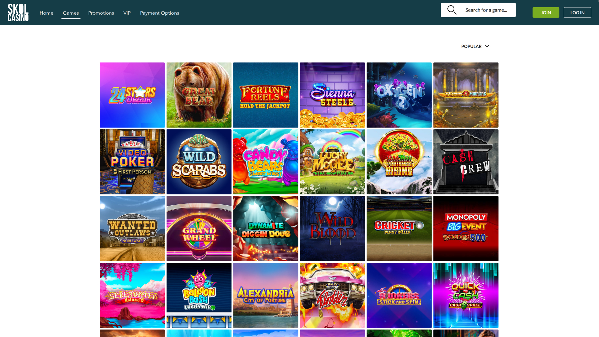 SkolCasino Desktop Games