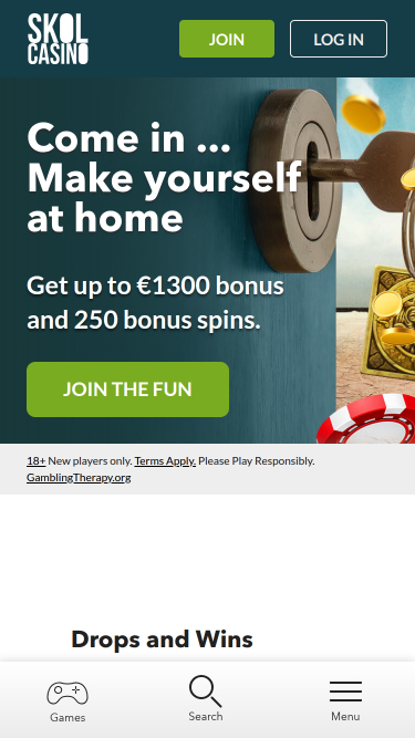 SkolCasino Mobile Homepage