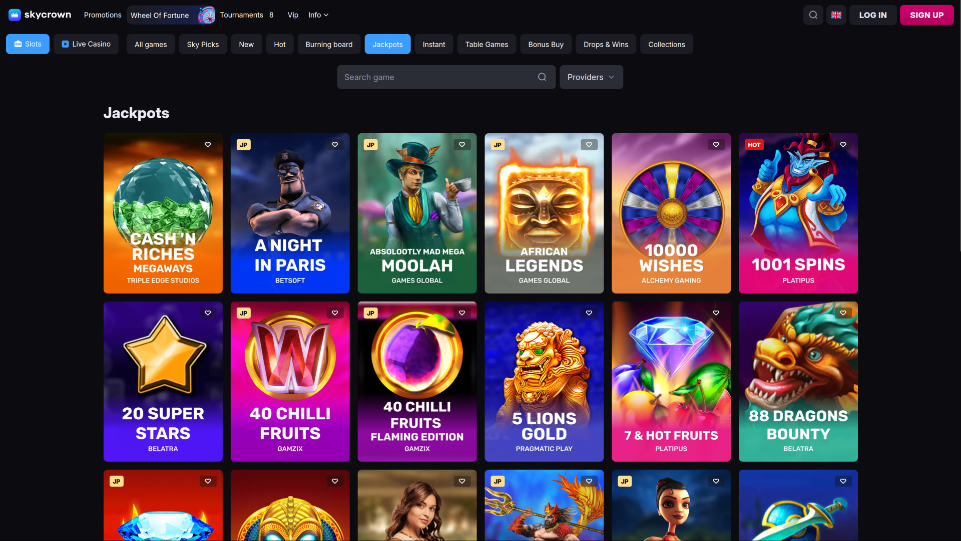 Skycrown Casino Desktop Jackpot