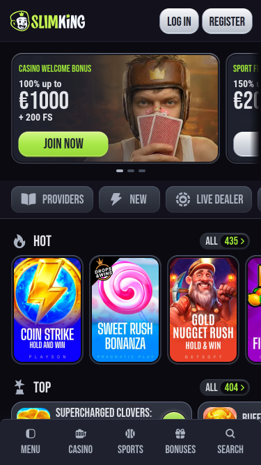 SlimKing Casino Homapage