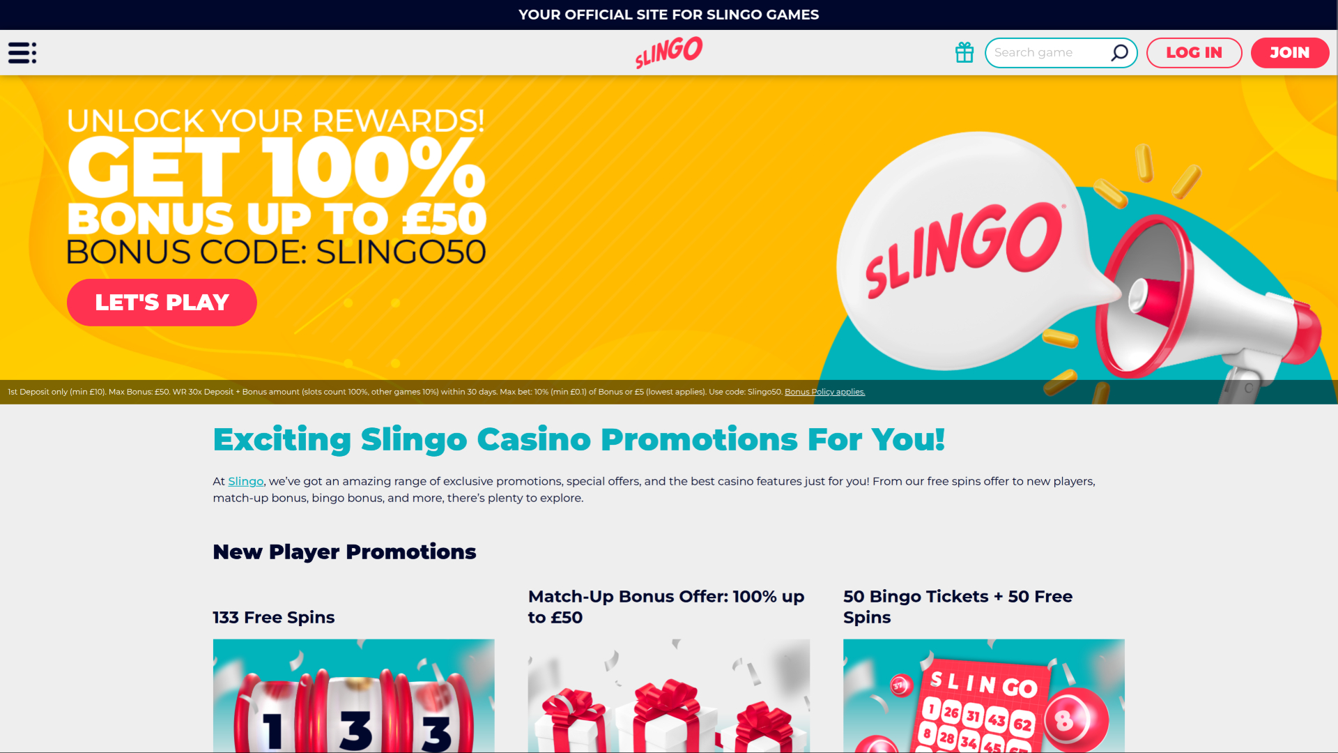 Slingo Casino Desktop Promotions