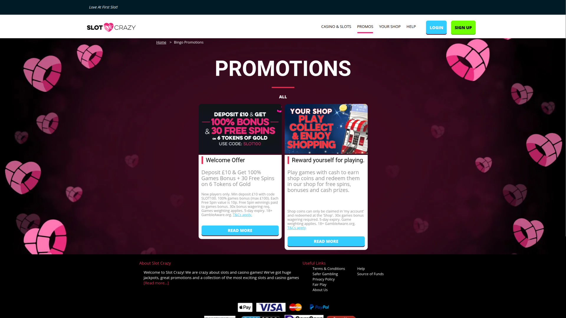 Slot Crazy Casino Desktop Promotions