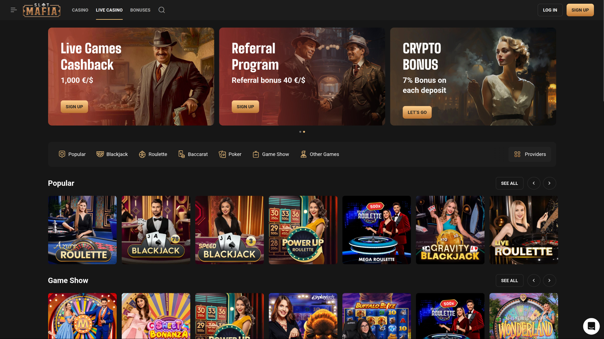 SlotMafia Casino Desktop Live Dealer