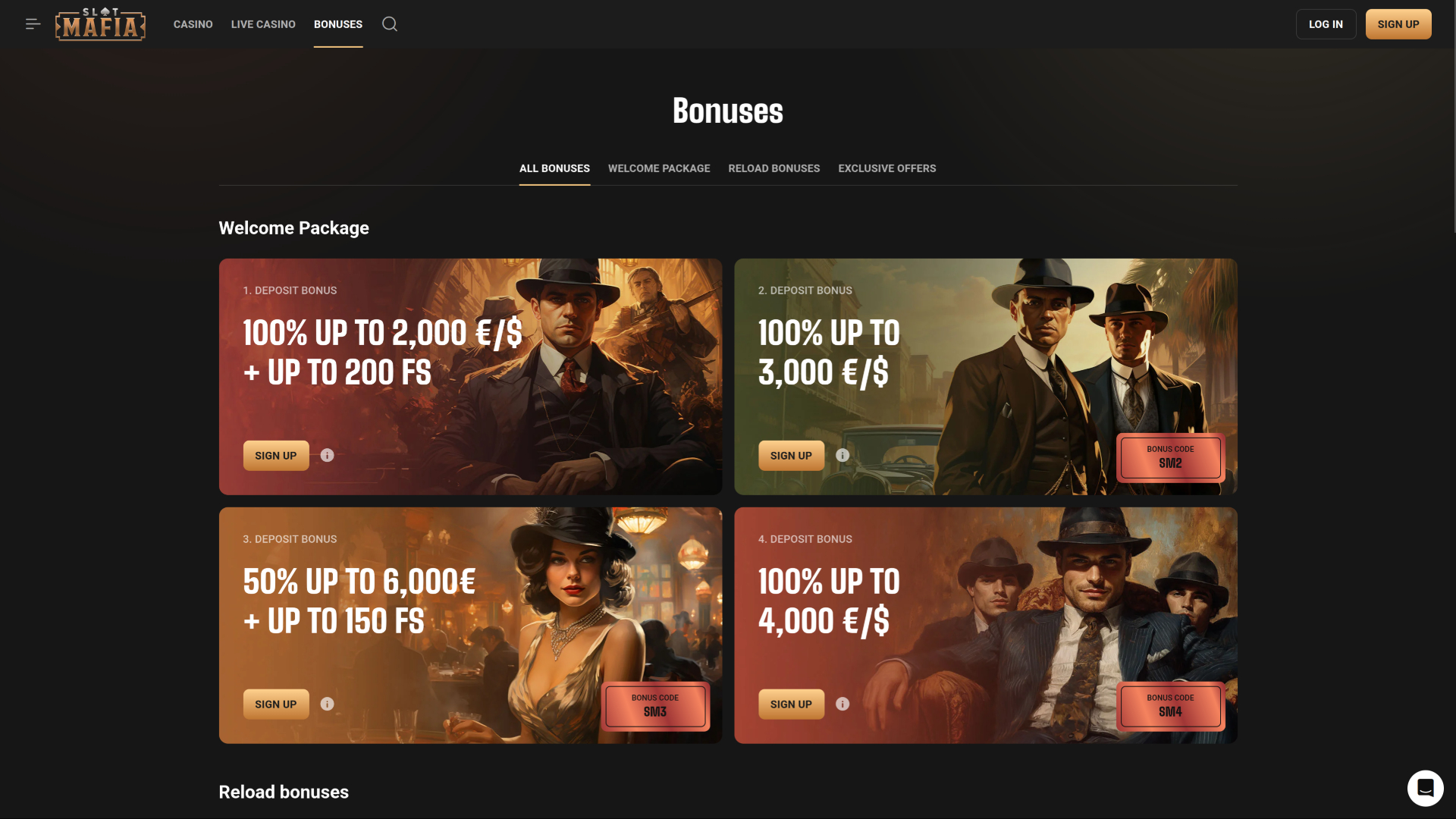 SlotMafia Casino Desktop Promotions