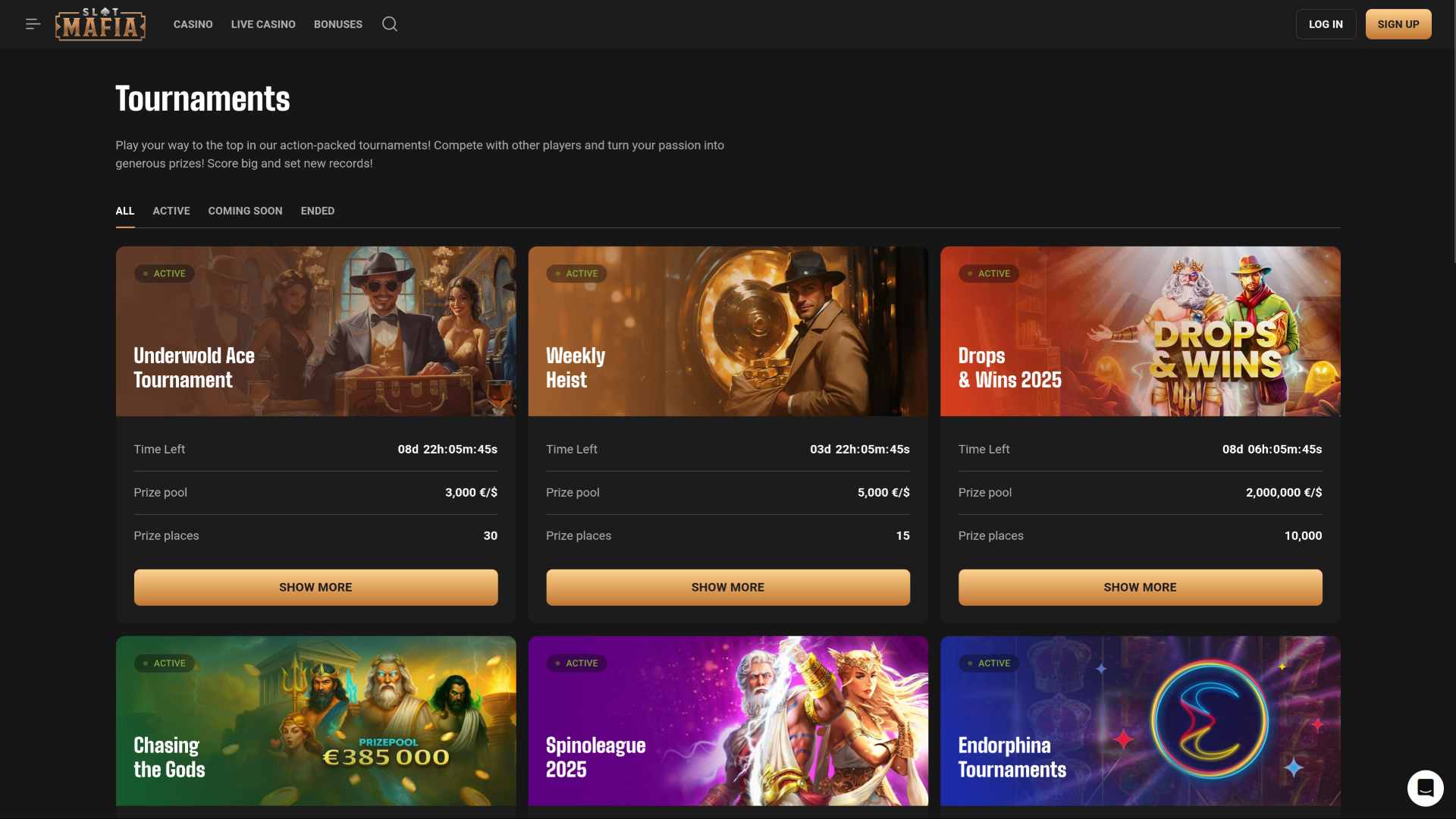 SlotMafia Casino Desktop Tournaments