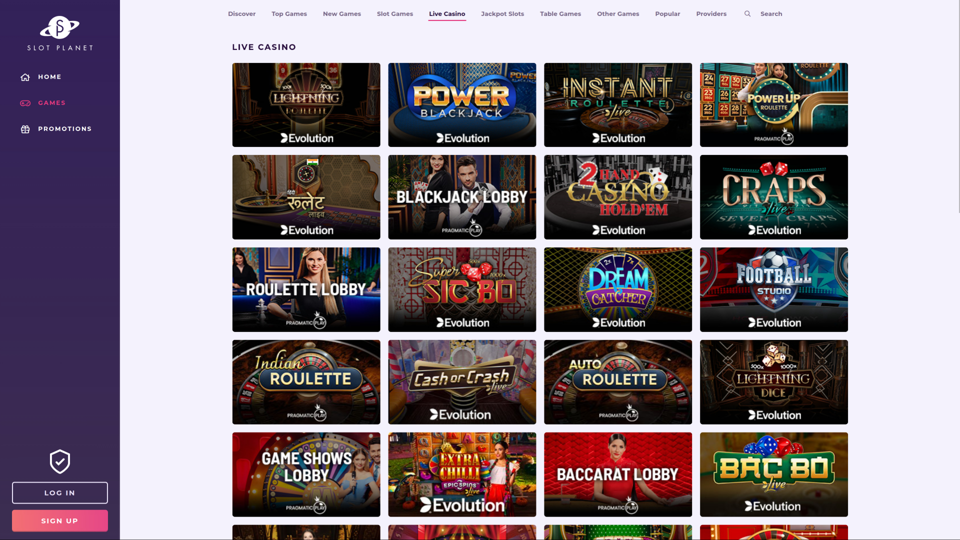Slot Planet Casino Desktop Live Dealer