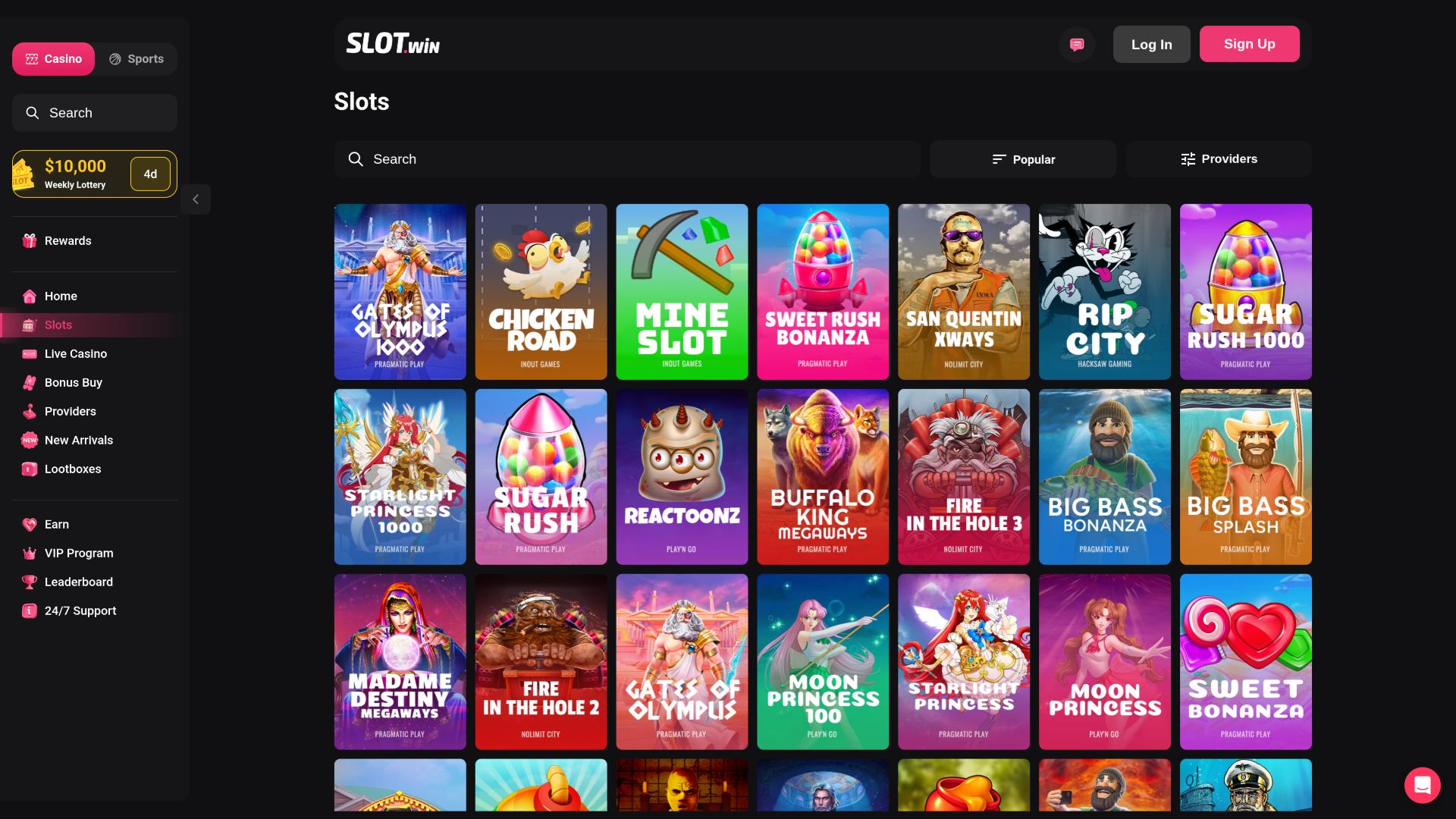 Slot.Win Casino games page