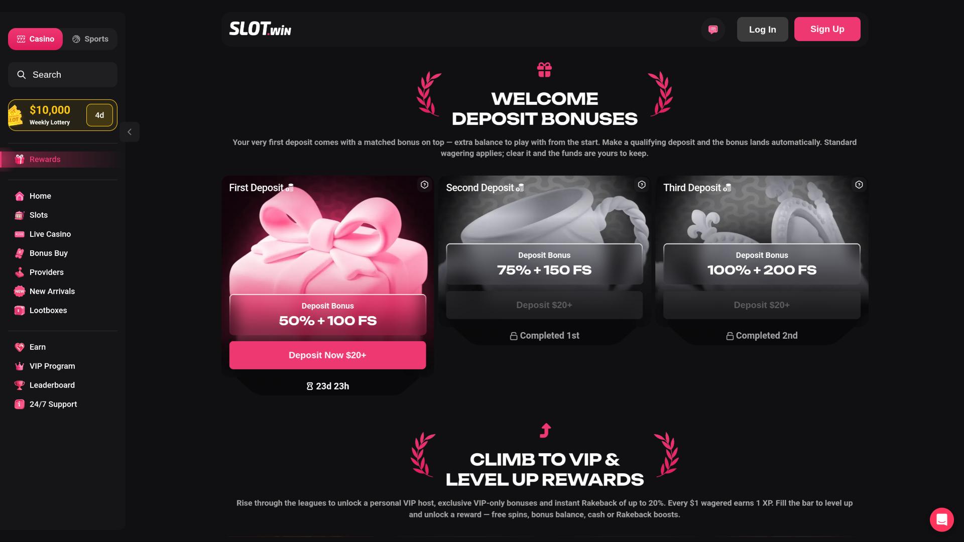 Slot.Win Casino promotions page