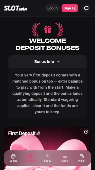 Slot.Win Casino promotions mobile page