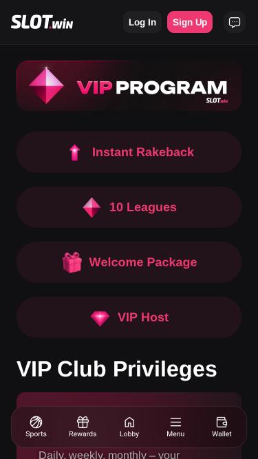 Slot.Win Casino VIP mobile page