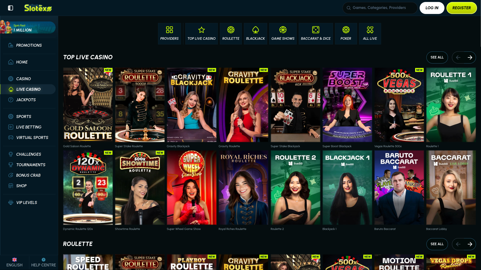 Slotexo Casino Desktop Live Dealer