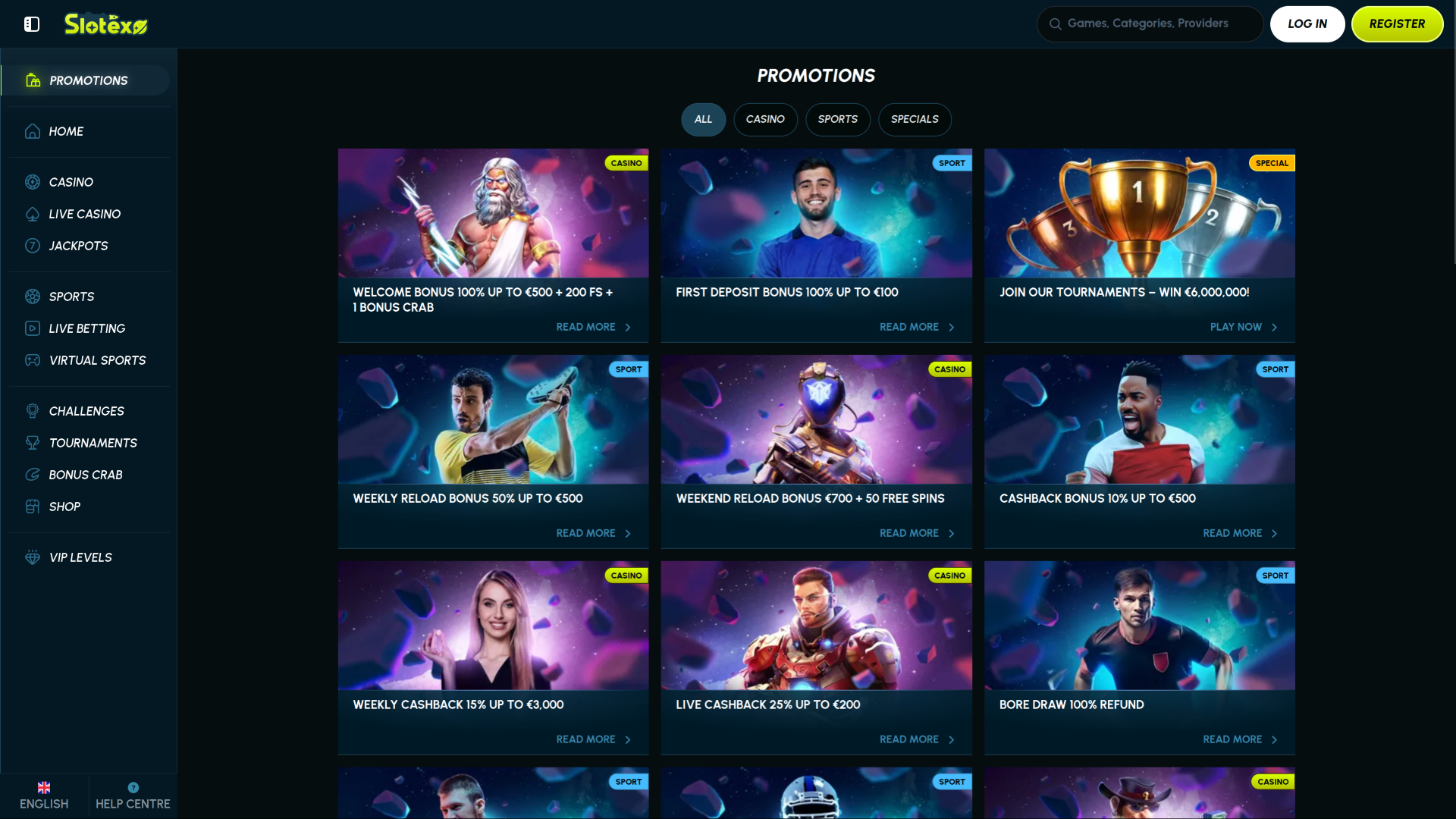 Slotexo Casino Desktop Promotions