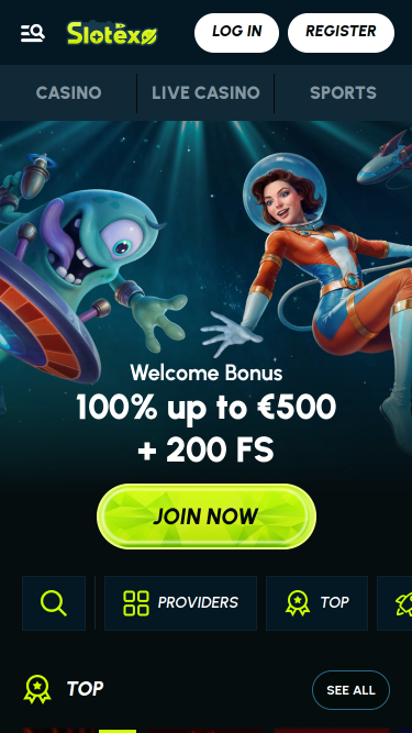 Slotexo Casino Mobile Homepage