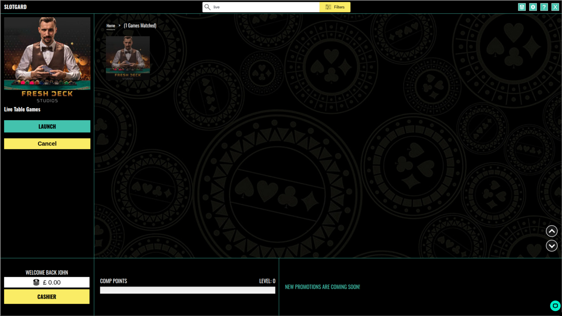 Slotgard Casino Desktop Live Dealer