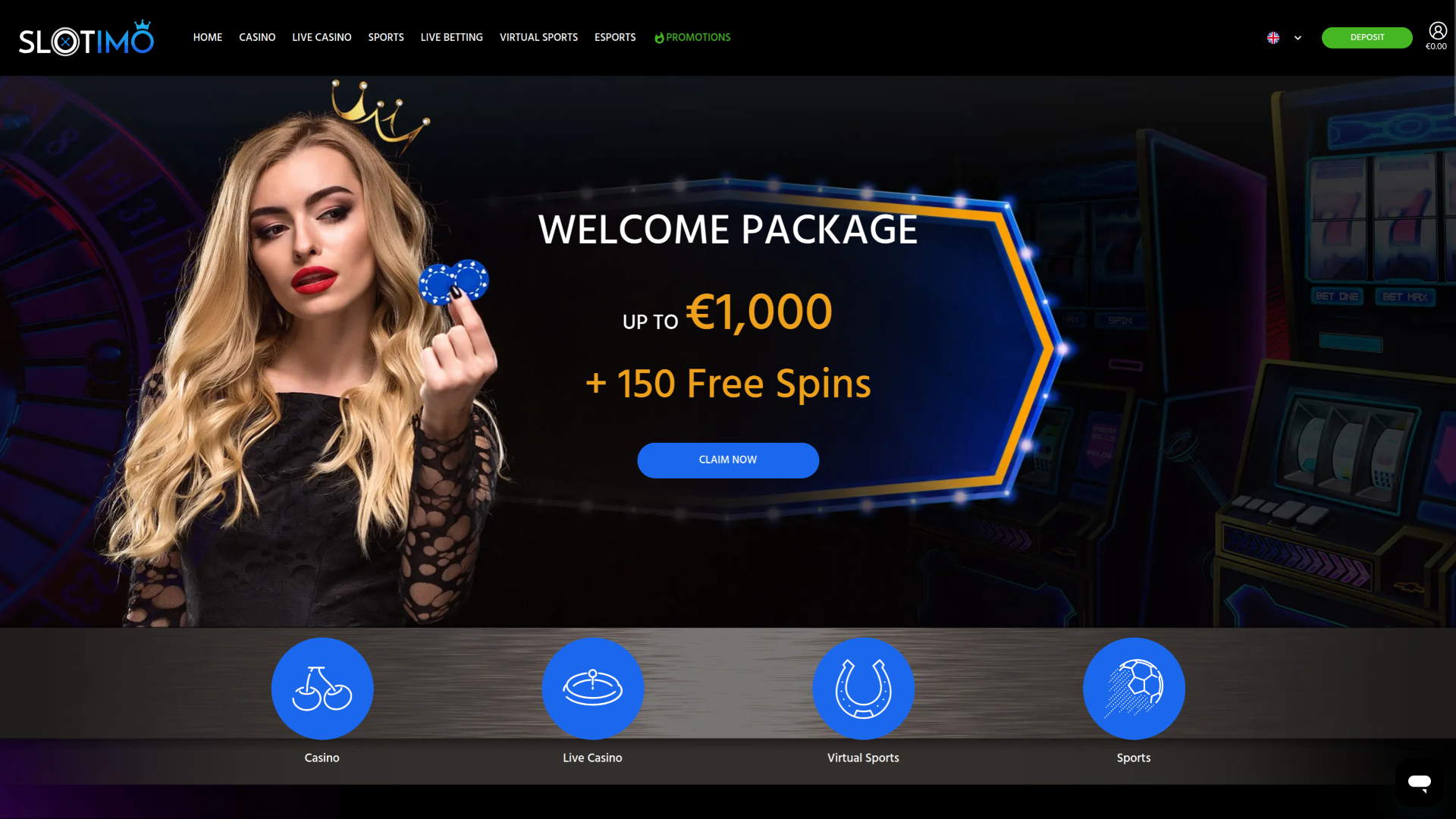 Slotimo Casino Desktop Homepage