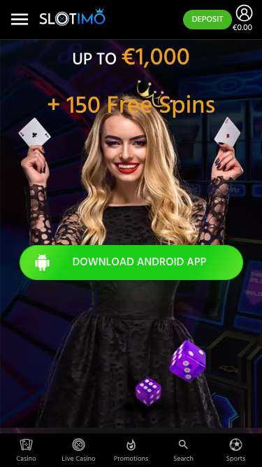 Slotimo Casino Mobile Homepage
