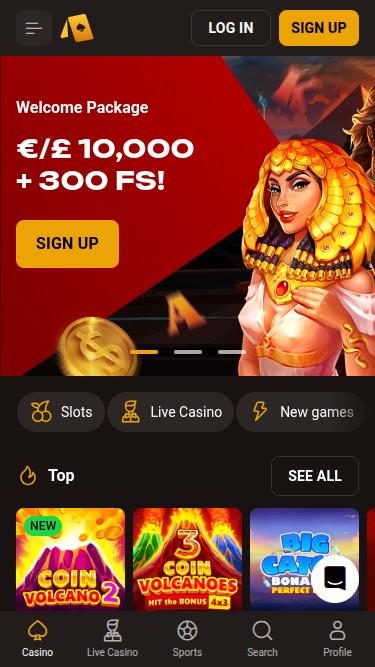 Slotlair Casino Homepage Mobile