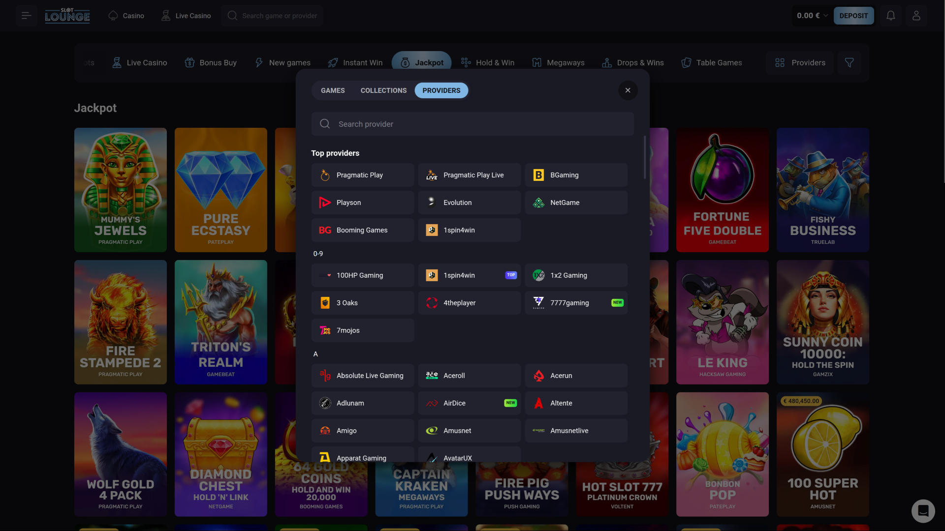 SlotLounge Casino Desktop Game Developers